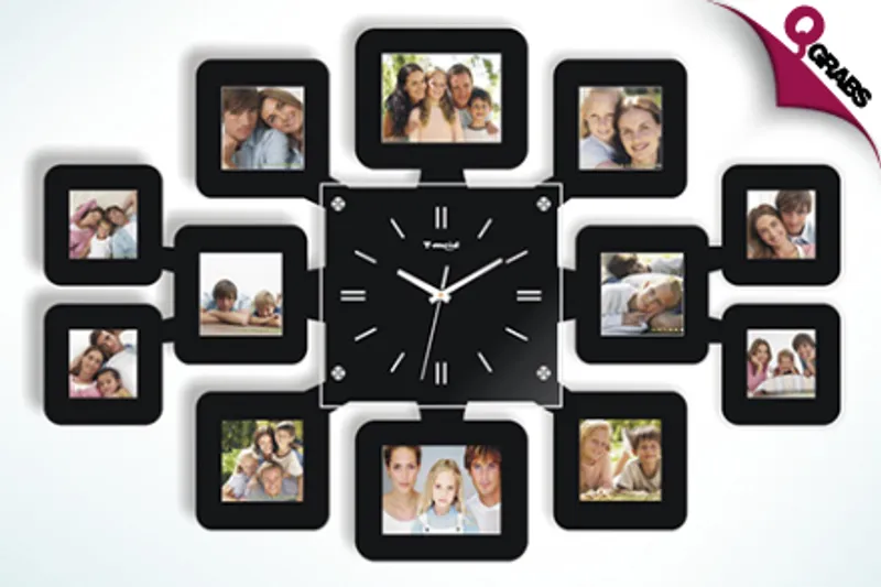 For QR99, Get a Modern Wall Clock with 12 Photo Frames! (QR299 Value)